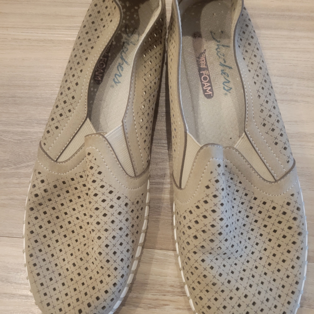 Skechers Taupe Perforated Flats